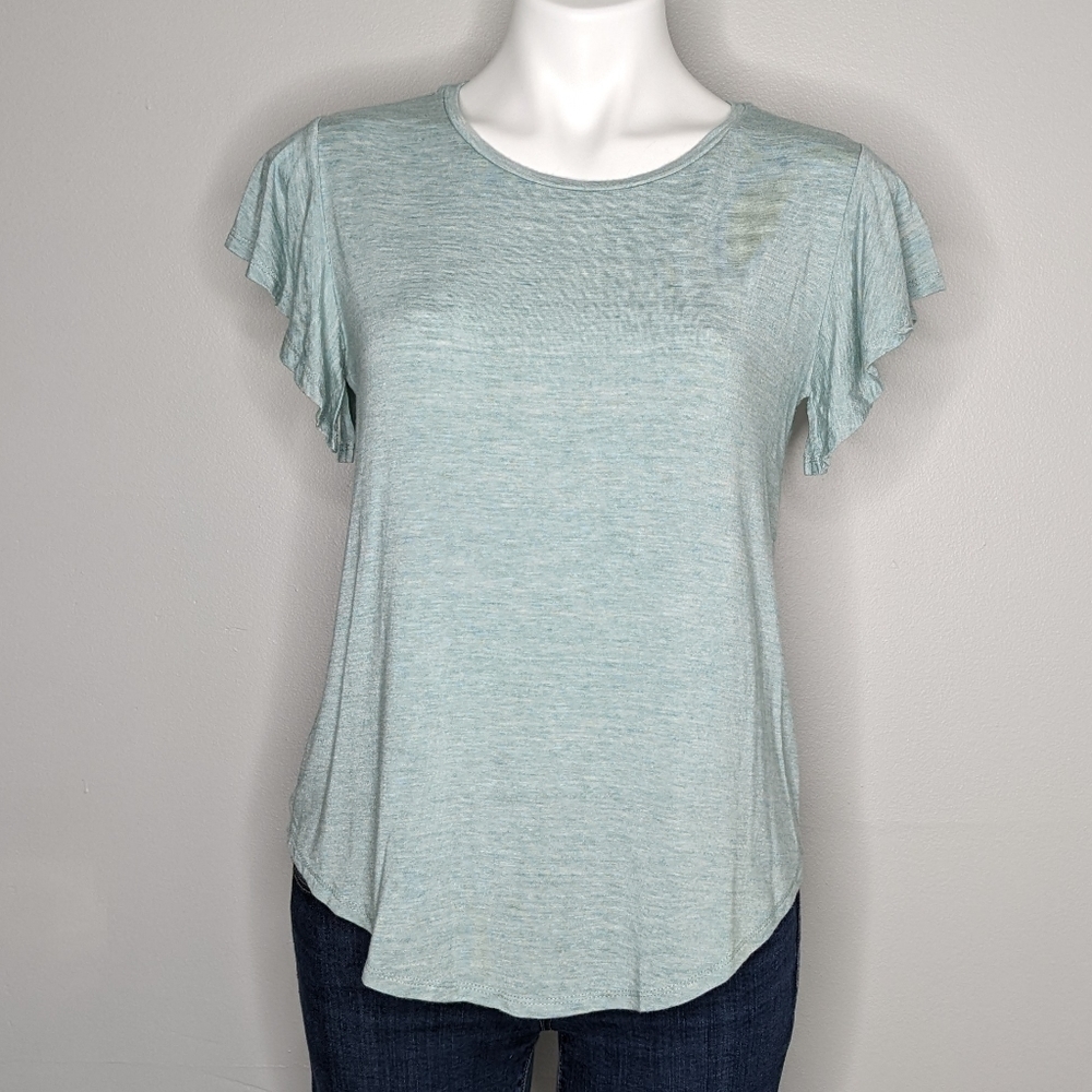 ✨3/$15 Dolan Left Coast blue ruffle sleeve t-shirt S
